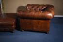 Restoration Hardware Tufted Leather Club Chair And Ottoman (2 Of 2) (CTF50)