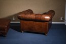 Restoration Hardware Tufted Leather Club Chair And Ottoman (2 Of 2) (CTF50)