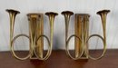 Pr. Vintage Brass Horn Candle Scones (CTF10)