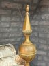 Pr Period 18th C. Brass Steeple Top Andirons And Tools (CTF20)