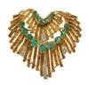 18K Toliro Heart Brooch W/ Diamonds And Emeralds (CTF10)
