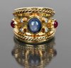 14k Gold, Star Sapphire, Ruby And Diamond Ring (CTF10)