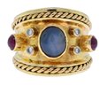 14k Gold, Star Sapphire, Ruby And Diamond Ring (CTF10)