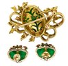 Vintage 14k Gold Jade Brooch And Earrings (CTF10)