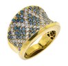14k Gold Blue-Green And Colorless Diamond Band  (CTF10)