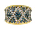 14k Gold Blue-Green And Colorless Diamond Band  (CTF10)