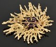 Vintage 14k Gold Coral Branch Amethyst Brooch (CTF10)