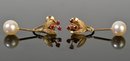 14k Gold, Pearl & Ruby Earrings (CTF10)