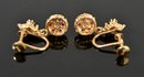 14k Yellow Gold Ruby & Diamond Flower Earrings (CTF10)