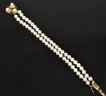 Double Strand Pearl Bracelet W/ Vintage Sapphire & Pearl Clasp (CTF10)