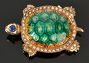 14K Yellow Gold Pearl And Enamel Turtle Pin (CTF10)