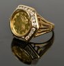 14k Gold Coin And Diamond Ring (CTF10)