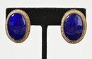 Vintage 14k Gold Blue Enamel And Seed Pearl Earrings (CTF10)