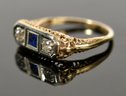 Vintage 14k Gold Sapphire And Diamond Ring (CTF10)