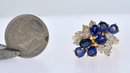 Fine 18k Gold Diamond And Sapphire Cocktail Ring (CTF10)