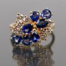 Fine 18k Gold Diamond And Sapphire Cocktail Ring (CTF10)