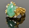 14k Gold Jade And Diamond Ring (CTF10)