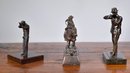 Three Metal Sportsman And Cowboy Sculptures (CTF10)