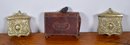 Two Antique Brass Cartridge Box & Leather Case (CTF10)