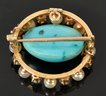 Antique 14k Gold Turquoise, Diamond And Pearl Pin/pendant (CTF10)