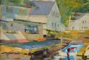 Aline E. Ordman Oil On Canvas, Boats At Dock (CTF10)