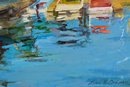 Aline E. Ordman Oil On Canvas, Boats At Dock (CTF10)
