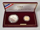 1988 U.s. Olympic 2 Piece Proof Set With $5 Dollar Gold (CTF10)