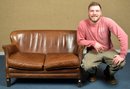 Restoration Hardware Brown Leather Love Seat (CTF30)