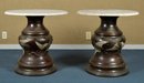 Antique Chinese Bronze And Champleve Marble Top Tables (CTF50)