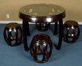 Fine 20th C. Chinese Hardwood Table And Four Stools (CTF50)