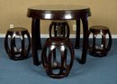 Fine 20th C. Chinese Hardwood Table And Four Stools (CTF50)