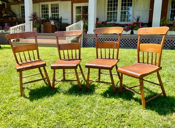 Four 19th C. Plank Seat Chairs (CTF20)