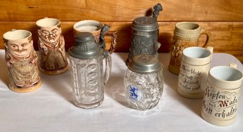 Vintage Beer Steins/Mugs, 9pcs. (CTF10)
