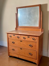 Antique Oak Chest With Mirror (CTF40)