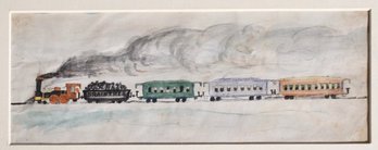 Antique American School Watercolor, Train 'braintree' (CTF10)