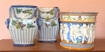 Vintage Faience Urns And Planter (CTF30)
