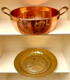 Antique Copper Pan & Brass Dish (cTF10)