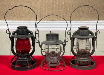 Three Antique Railroad Lanterns (CTF10)