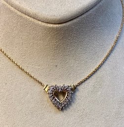 14k Yellow Gold Diamond Heart Necklace (CTF10)