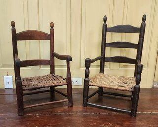 Two Antique Ladderback Child's Chairs (CTF10)