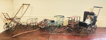 Vintage Dolls Carriages And Sleds, 6pcs (CTF20)