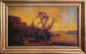 19th C. American School Oi, Sunset River Scene (cTF10)