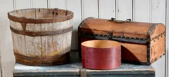 Antique Blue Storage Box, Sap Bucket And More (CTF10)