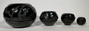 Four Santa Clara Blackware Pottery Vessels (CTF20)