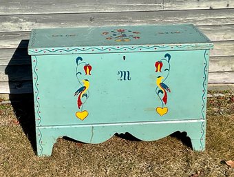 Antique Paint Decorated Lift-top Box (CTF20)