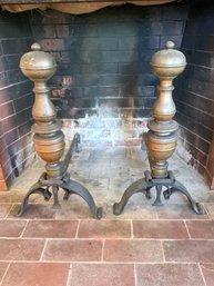 Arts & Crafts Iron And Brass Andirons (CTF10)