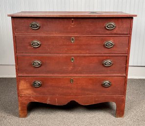 Country Federal Red Painted 4 Drawer Chest (CTF20)