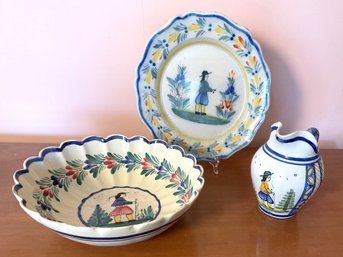 Vintage Quimper Ceramics, 3pcs. (CTF20)