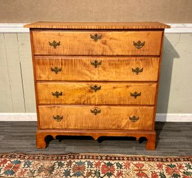 Antique NH Chippendale Tiger Maple Four Drawer Chest (CTF20)