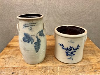 Antique Stoneware Churn And Crock (CTF20)